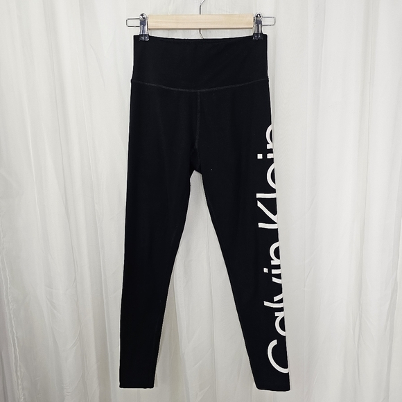 Calvin Klein Performance Pants - Calvin Klein Performance stretch black athletic legging white logo down leg XS
